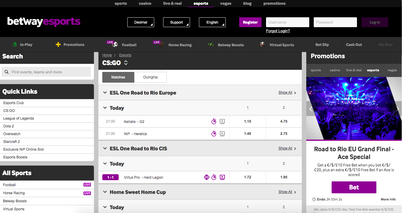 csgo betting Betway