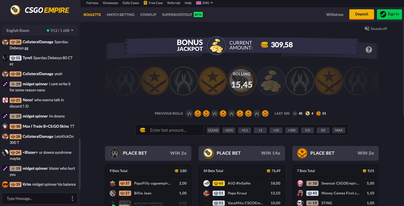 CSGOEmpire main page