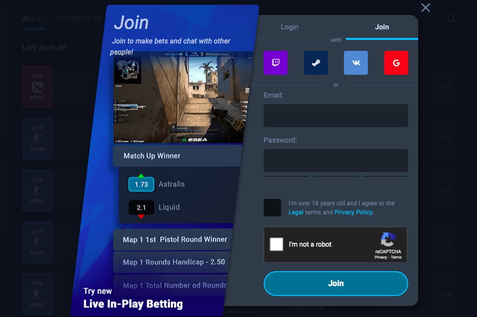 Thunderpick create account