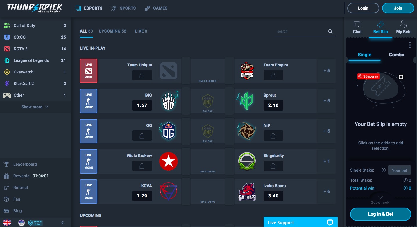 Thunderpick main page