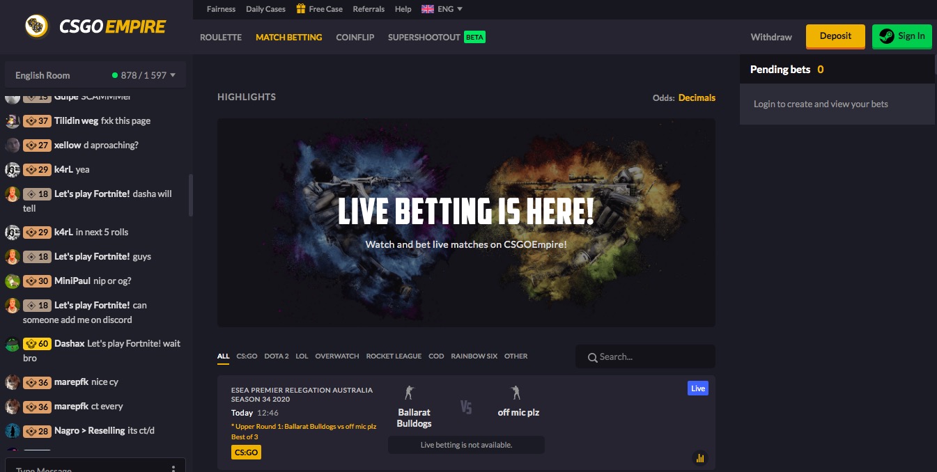 csgo empire Live Match