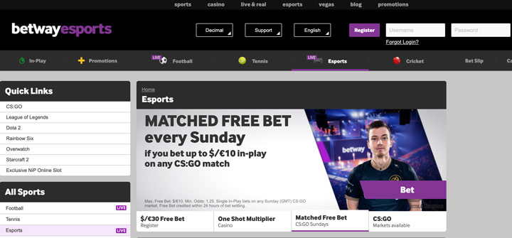 Betway main page